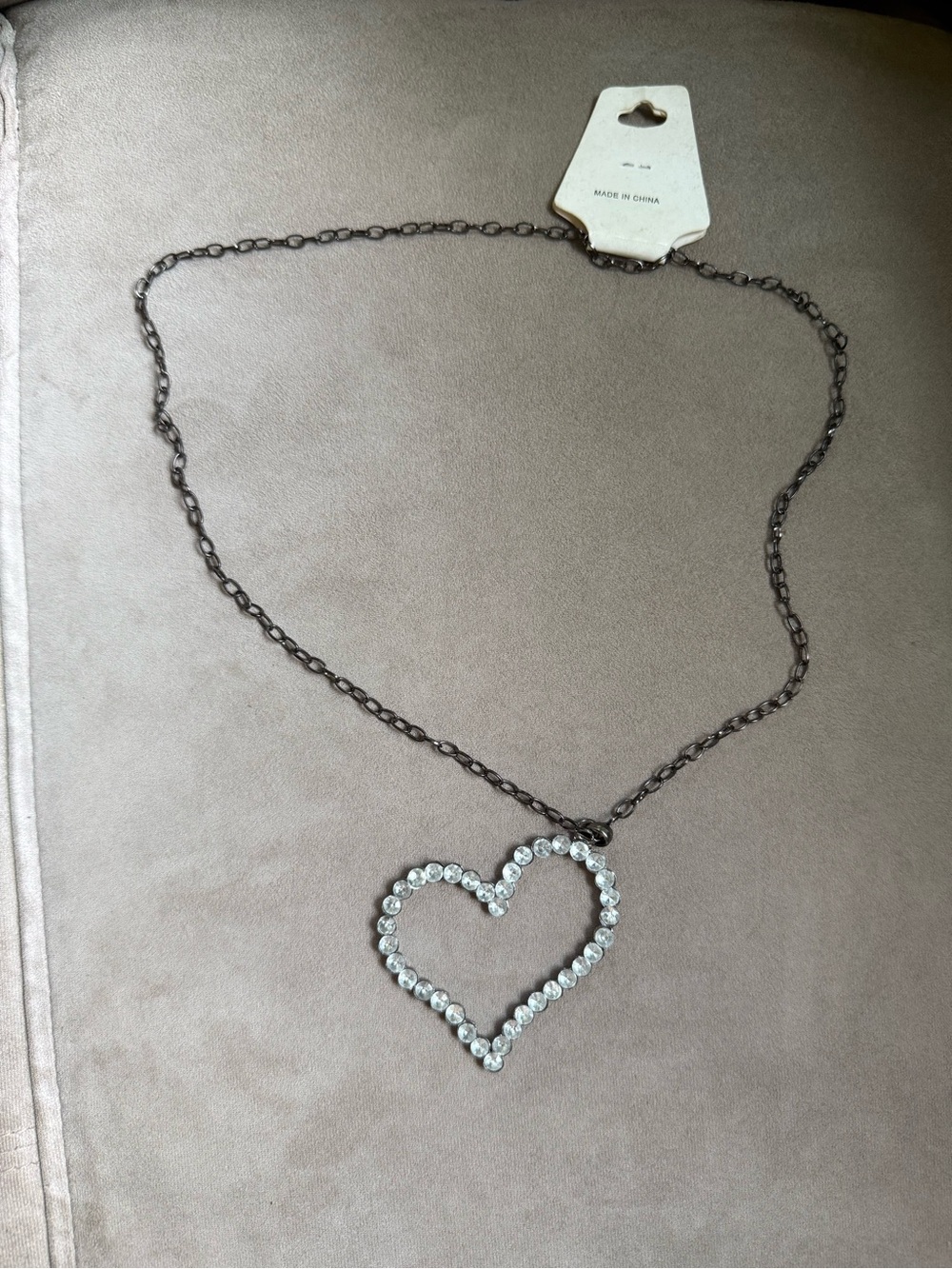 Vintage Y2K Crystal Heart Pendant Necklace
